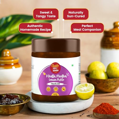 Image of Chakh Kar Dekho Khatta Meetha Lemon Pickle - 400 gm | Traditional Homemade Khatta Meetha Nimbu Ka Achar | Sweet & Sour Indian Pickle | Made with Natural Ingredients & Authentic Flavours