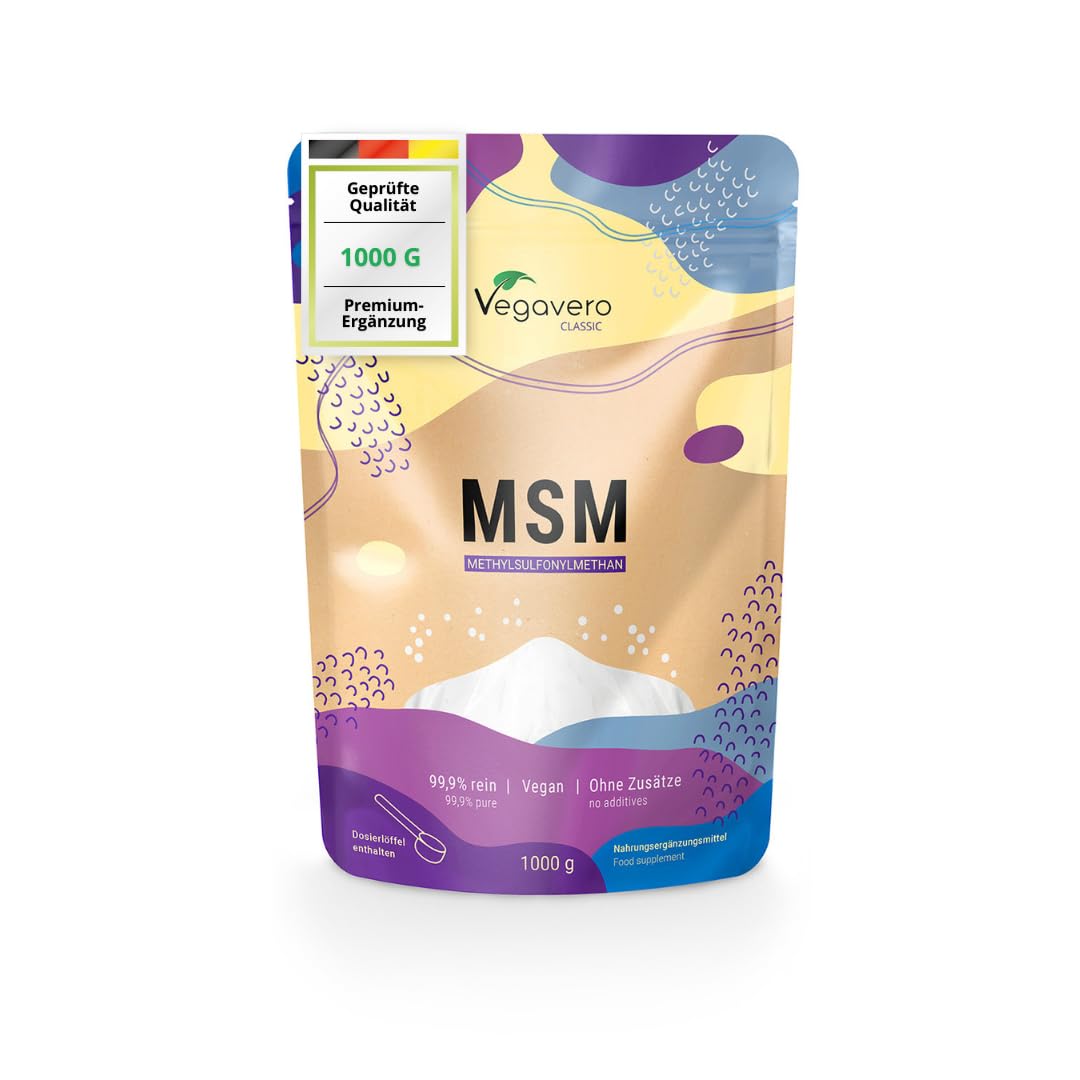 Vegavero Pure MSM Powder 1 kg | Bag | Distilled Organic Sulphur | NO Additives & Non GMO | Lab-Tested | 1000 g Per Day | Vegan