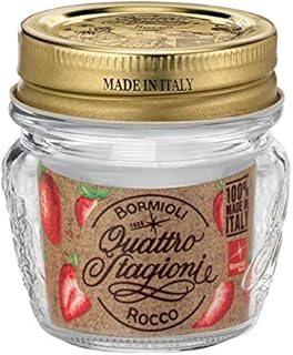 Bormioli Rocco - Glass Jam Jars, Set of 12 Food Preserve Jars with Airtight Screw Lids from Quattro Stagioni, Food Storage, 80ml x 12 Jars
