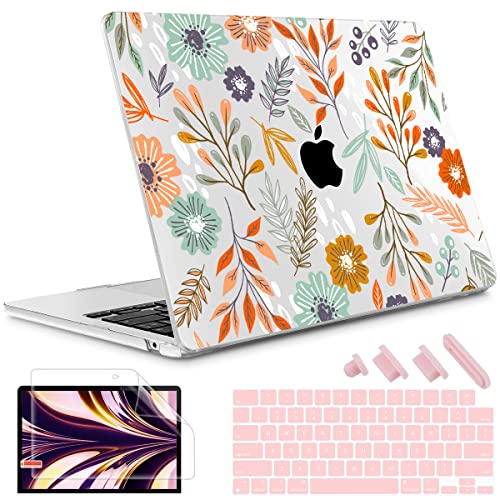 May Chen Compatible with MacBook Air 13.6 Inch Case 2024 2023 2022 Release Model A3113 M3 A2681 M2 Chip, Plastic Hard Shell Case for MacBook Air 13.6" with Liquid Retina display, Floral pattern