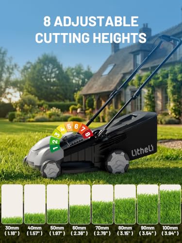 Image of Litheli Lawn Mower 21 inch Electric Self Propelled for Garden Yards, Lightweight Cordless Lawn Mower Brushless with 6-Position Height Adjustment, 2 x 20V 8.0Ah Battery and Rapid Charge Included