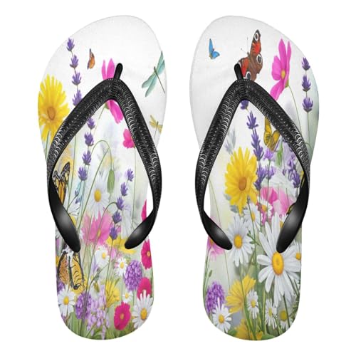 STAYTOP Beautiful Flowers and Butterflies Flip Flops Sandals of Men's & Women's,Sandals Beach Slippers Shower Slides