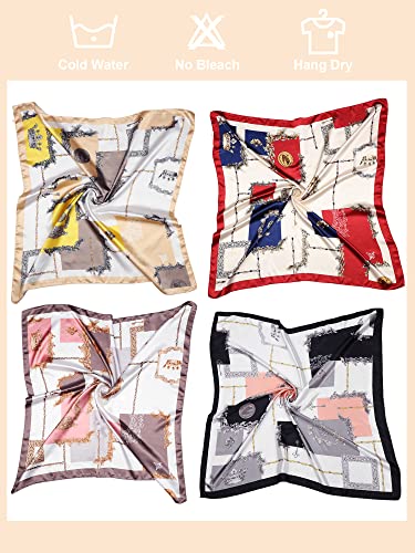 Janmercy 16 Pcs 35" Satin Head Scarf Hair Scarf Silk Like Bandana Large Square Satin Headwear Silk Headscarf Neck Hair Wrap for Women Girls, 16 Styles3