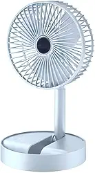 Ventilador Portátil Dobrável de Mesa USB – Recarregável com Bateria 2000mAh, 3 Velocidades, Altura Ajustável, Silencioso – Ideal para Escritório e Home Office - RCM Group® (Branco)