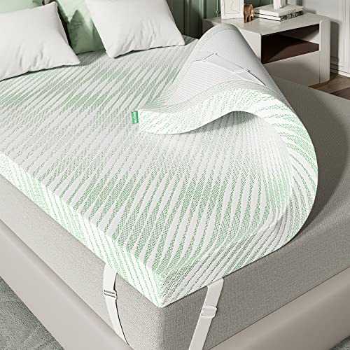 Sleepmax Soft Mattress Topper - 100% Memory Foam Mattress Topper Queen Size 3 Inch - Premium Comfort Bed Topper with Washable Cover - Green Tea Infused, Pressure Relief