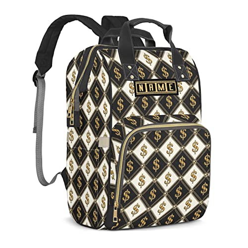 ZAACUSTOM Personalized Baby Diaper Bag Backpack with Name, Multifunction Custom Diaper Bags for Baby Girl Boy, Fashion Waterproof Large Capacity Travel Backpack for Mom Dad