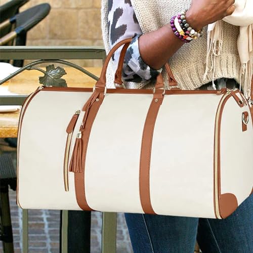 1/3 Duffle Bag - Detachable Shoulder Strap Pouch | Weekend Bag Flight Bag, Carry on Garment Suitcase, Zipper Pocket Breathable Suit Garment Cover for Shirts Dresses Coats 20.50 X 10 X 12.5 Inches2