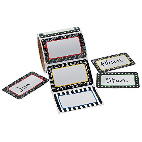Etiquetas de nombre autoadhesivas de papel en blanco y negro de 3.5 x 2.25 pulgadas, 100 u
