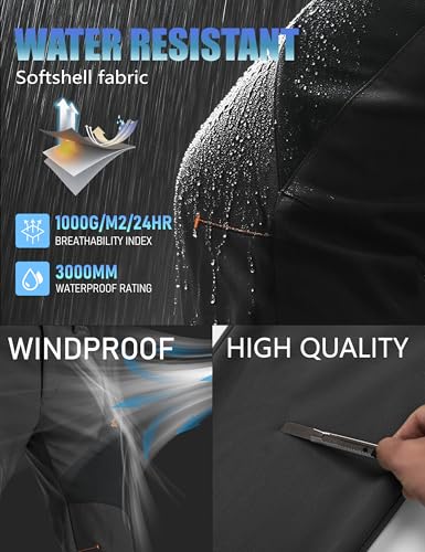 MAGCOMSEN Men's Snow Ski Pants Fleece Lined Water Resistant Winter Pants with 4 Zip Pockets for Snowboard Hiking Outdoor3