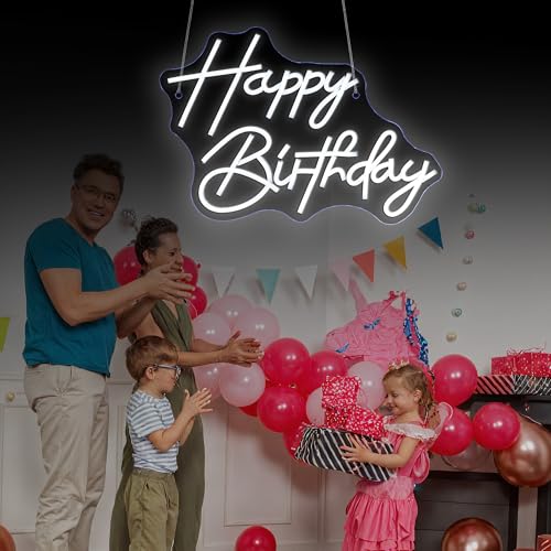 Image of Happy Birthday Neon Sign Dimmable Led Neon Lights Happy Birthday Party Neon Signs for Wall Decor USB Powered Led Neon Signs for Room Decoration