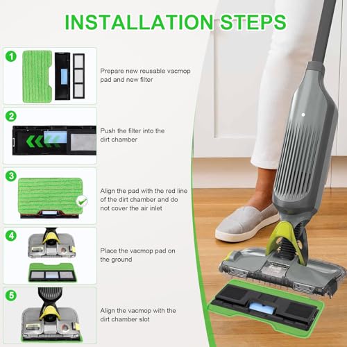 Image of Reusable for Shark Vacmop Replacement Pads: Wet Dry Vac Mop Pads Refills For Shark Vacmop Pro Cordless Vacuum Mop Vac Mopvac VM252 VM200 VM200p12 VMP30 VM190 VM250 hard floor Cleaner mopping Pad 7pack