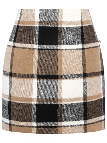 Womens Plaid Skirt 2025 Fall Dress Winter High Waisted Mini Wool Bodycon Pencil A line Dresses Outifts