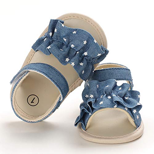 Girls Toddler Rubber Walking Boys Shoes First Non-Slip Baby Kids Sandals Star Baby Shoes Sandal Boys (Light blue, 0-6 Months)4