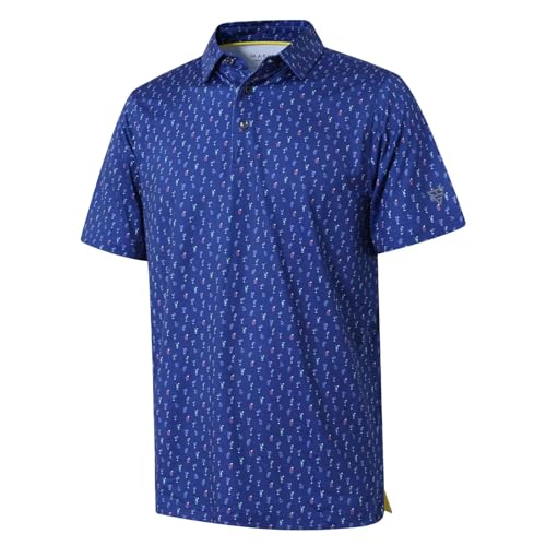 Golf Shirts for Men Dry Fit Short Sleeve Print Performance