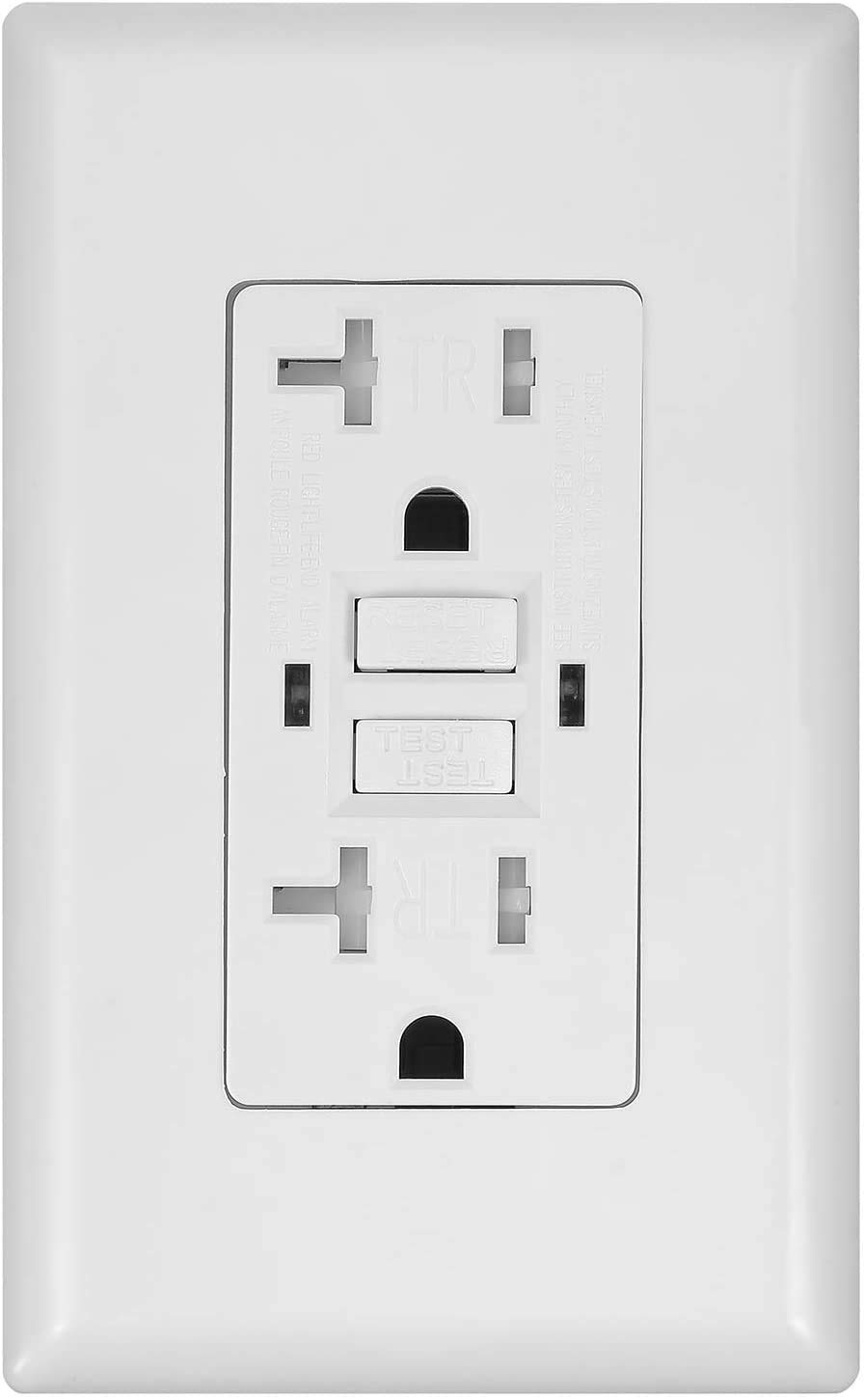 GFCI White Outlet Receptacle, Tamper Resistant GFCI Outlet 20 Amp/125-Volt, Self-Test Function with 