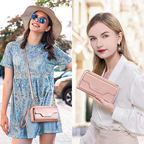 Image of nuoku Small Purse for Women, RFID Blocking Wristlet Wallet, Crossbody Clutch with Cell Phone Pocket