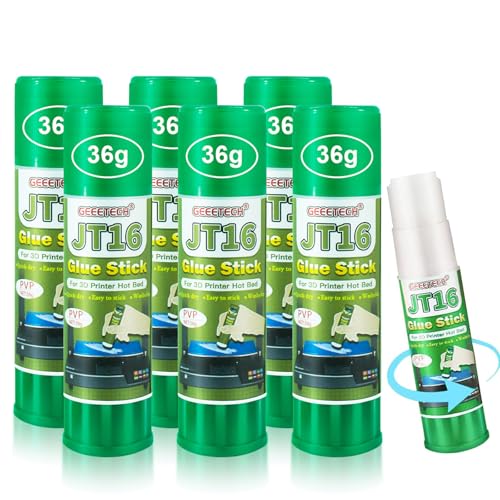 DERUC 3D Klebestift, Perfekte 3D Drucker Haftung der First Layer, Verhindert Verformung, Leichtes AblöSen, 3D Drucker Kleber Kompatibel mit PLA, ABS, PETG Filament, 36g 6er Pack