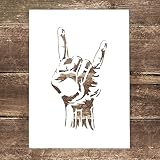 DIY Decorative Rock Roll Stencil Template for Painting on Canvas Wood Furniture Craft Paper (A4 Size)