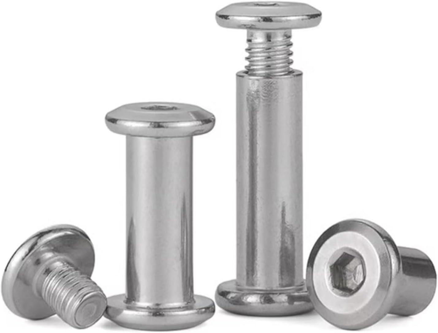 Book Binding Kits,2-10Sets Hexagon Socket Screw Locking Splint Nut Combination Album Butt Account Nail Edge Chamfer Stainless Steel