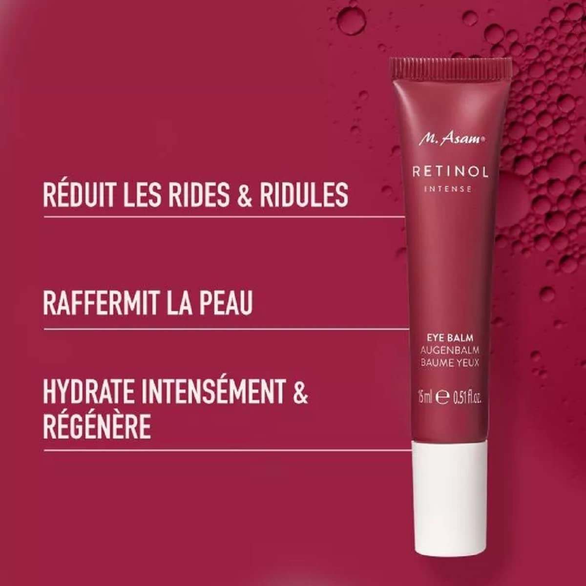 M. Asam RETINOL INTENSE Contour des yeux (15 ml) – Baume riche au rétinol pour repulper le contour des yeux, formule en lipides et en acide hyaluronique, améliore l'élasticité et la fermeté de la peau