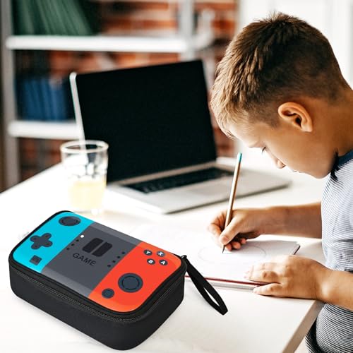 Image of Gamer Pencil Case for Boys - Large Kids Pencil Pouch with 4 Compartments, Wide Zipper Opening, Durable Wipable Fabric Easy to Clean, Soft School Supplies Box for Grades 1-6, Fits All Gear
