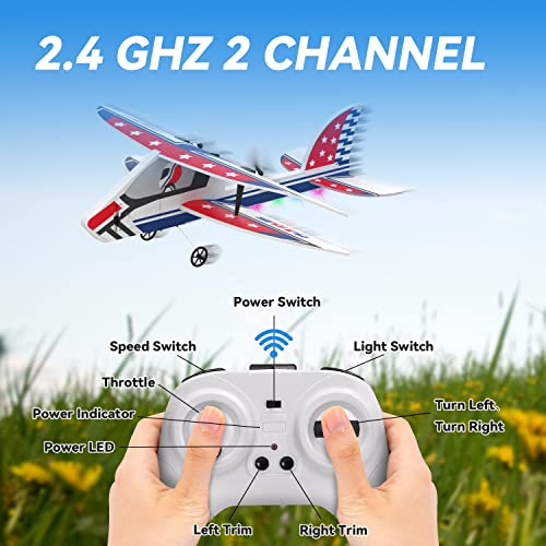 Deerc Rc Plane, 2.4Ghz Remote Control Airplane W/ 3 Batteries & 6-Axis Gyro Stabilizer, 2Ch Rtf Rc Glider Toy For Beginners Kids Boys Girls Adults #TOP1
