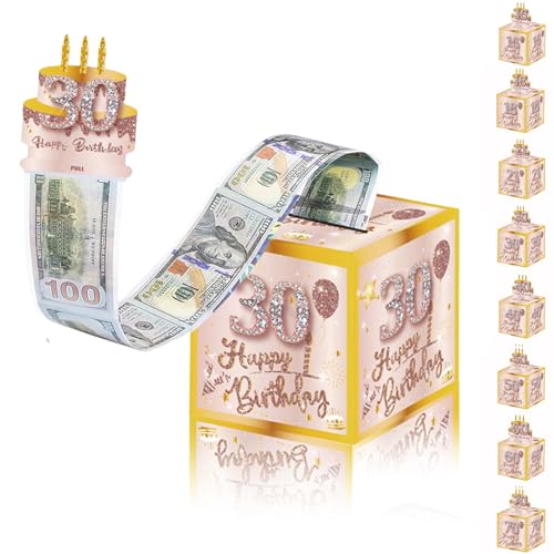 Salvadanaio in Oro Rosa Con Scritta "Happy 30th Birthday" - Regalo di Compleanno