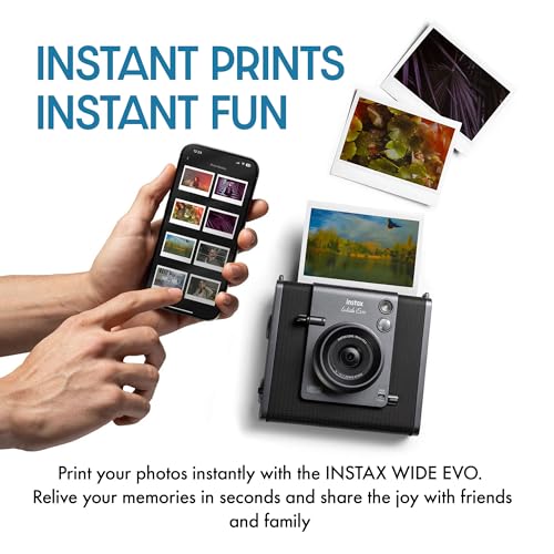 Image of Fujifilm Instax Wide Evo Hybrid Instant Film Camera (16840957) Bundle with 32GB Memory Card + Padded Case + Cleaning Kit + More