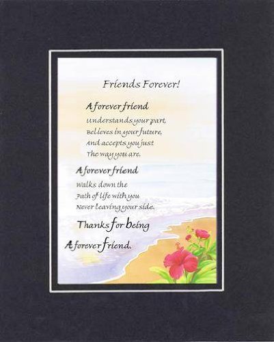 Touching and Heartfelt Poem for Special Friends - Forever Friend Poem on 11 x 14 inches Double Beveled Matting (Black on Black)