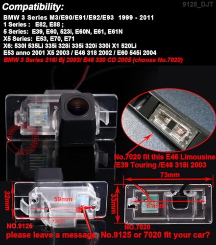 Image of Car Backup Camera Replacement for BMW 1 3 5 -er M3 E90 E91 E92 E93 E82 E88 E39 E60 523i E60N E61 E61N E53 E70 E71 530i 535Li 335i 328i 335i 320i 330i X1 520Li E53 X5 E46 318 E60 545i 316i Bj E46 330