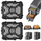 GWY Air Fryer Tray for Ninja SL401 Double Stack XL 2-Basket Air Fryer, 2 Packs Replacement Air Fryer Crisper Plate Grill Pan Grill Plate Accessories with Rubber Bumpers, Dishwasher Safe -  GXF