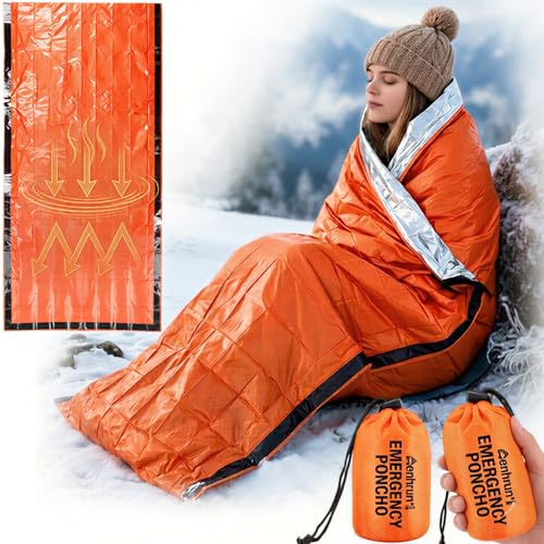 Thermal Emergency Sleeping Bag for Survival: Reflects 90% of Body Heat