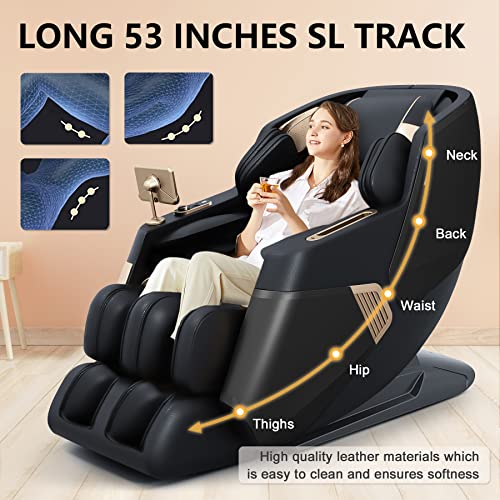 Bilitok Sl-Track Massage Chair Recliner, Body Scan Full Body Zero Gravity Massage Chair With Ai Voice Control, Heating, Bluetooth Speaker, Airbags, Touch Screen, Foot Roller, Black #TOP2