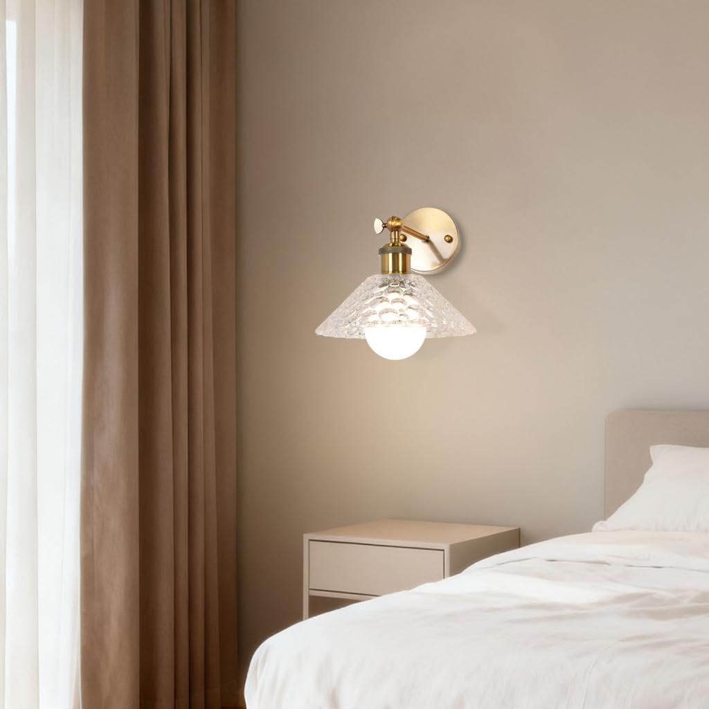 Lots de 2 Applique Murale en Verre Intérieure Lampes Murales Ajustable Moderne E27 Abat-Jour en Verre Éclairage Mural pour Salle de Bain Salon Chambre Cuisine