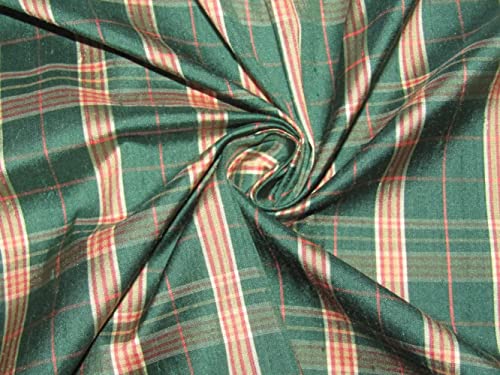 Soie dupion vert et rose 137 cm | Tissu de luxe pour haute couture