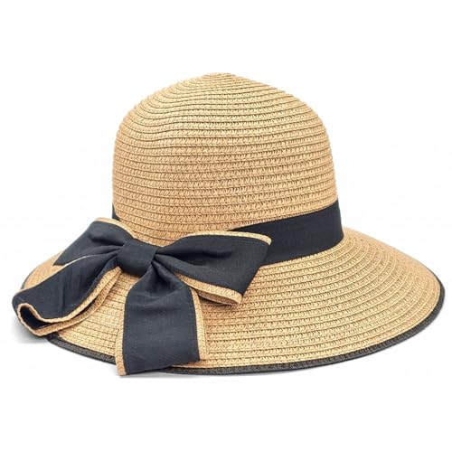 Girls Wide Brim Straw Sun Hat with Bowknot Floppy Summer Beach Swim Hat UV Protection Foldable Outdoor Cap for Kids Toddler2