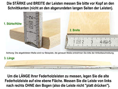 5 Stück Federholzleisten 12mm Stärke x 35mm Breite | naturlasiert | Ersatz Leisten | Lattenrost reparieren | Lattenrostersatzteile | Lattenrost Latten | 12x35 | 1,2x3,5 (880mm) – Bild 3