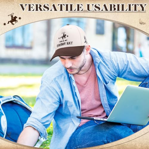 Image of JaGely Two Tone Western Cowboy /Cowgirl Trucker Hat for Women Men Gift Vintage Embroidered Country Baseball Cap