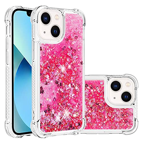 Compatible with iPhone 13 mini Case Protective Liquid Glitter, Bling Sparkle Flowing Waterfall Liquid Back Cover Soft Rubber Protection Case Glitter Phone Case Scratch Compatible with iPhone 13 mini