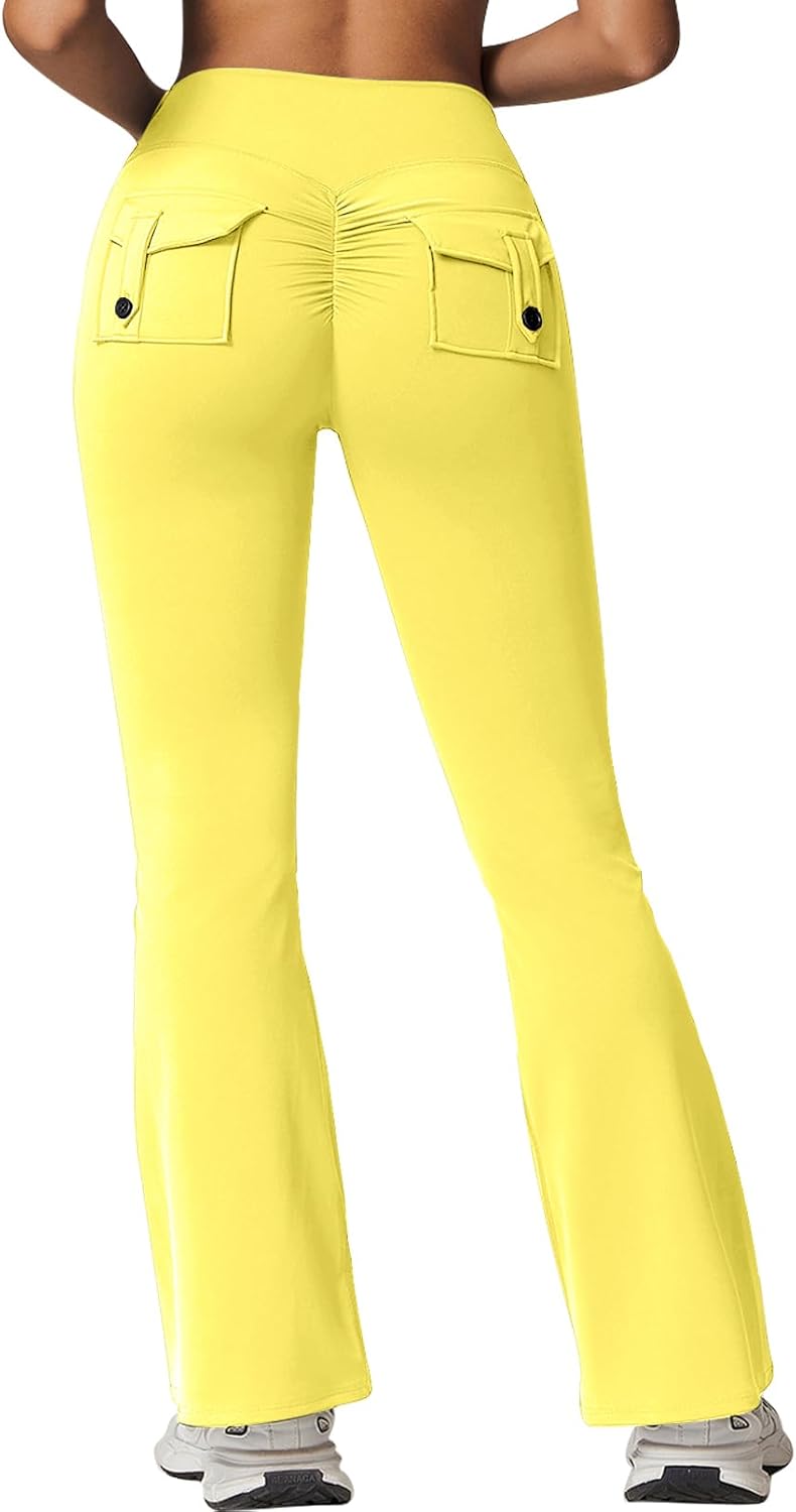 Rugkey Flare Leggings with Pockets for Women Butt Lifting Workout Leggings Gym Bell Bottom High Waisted Yoga Pants - Image 5