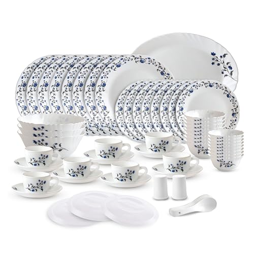 Cello Imperial Series Vinea Opalware Dinner Set | 65 Units | Opal Glass Dinnerware | Chip-Resistant, Scratch-Resistant, Microwave & Dishwasher Safe | 