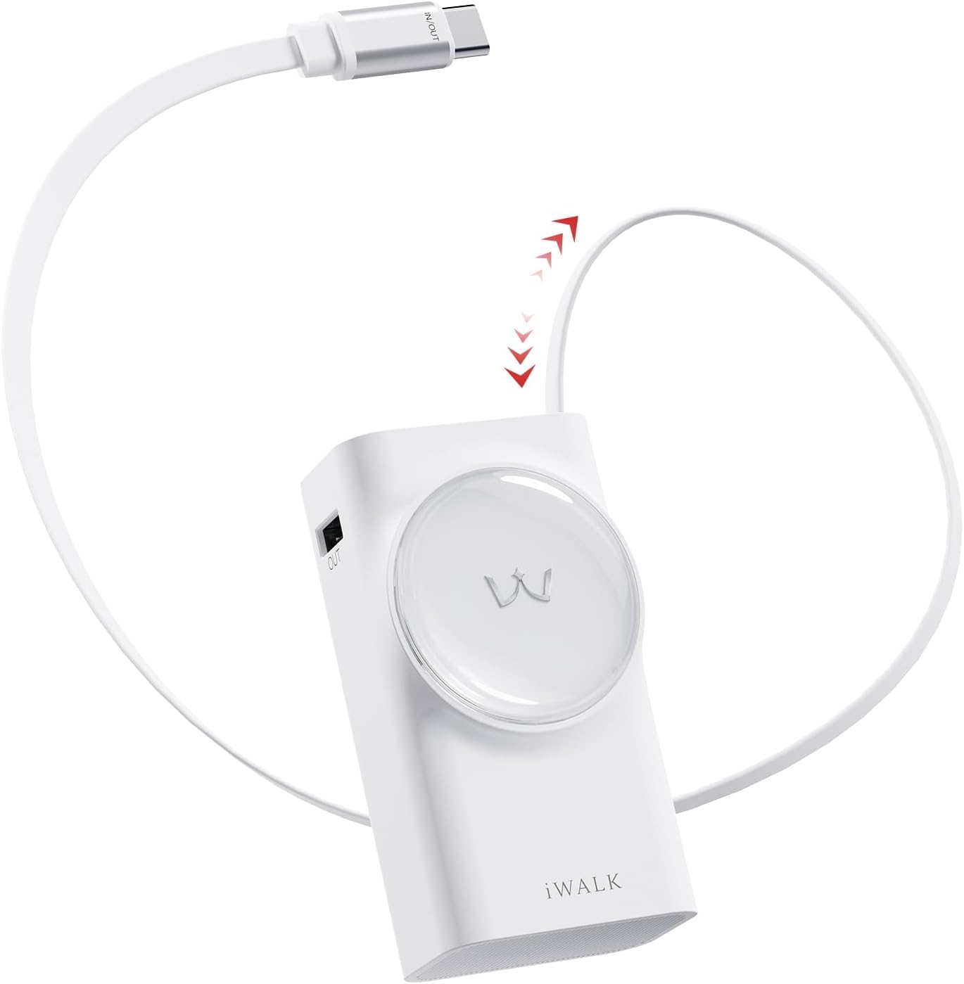 iWALK Portable Charger, 10,000mAh 30W Max Compact Power Bank, Travel Essential Phone Battery Pack with 2.3 ft Retractable Cable for iPhone 17/16