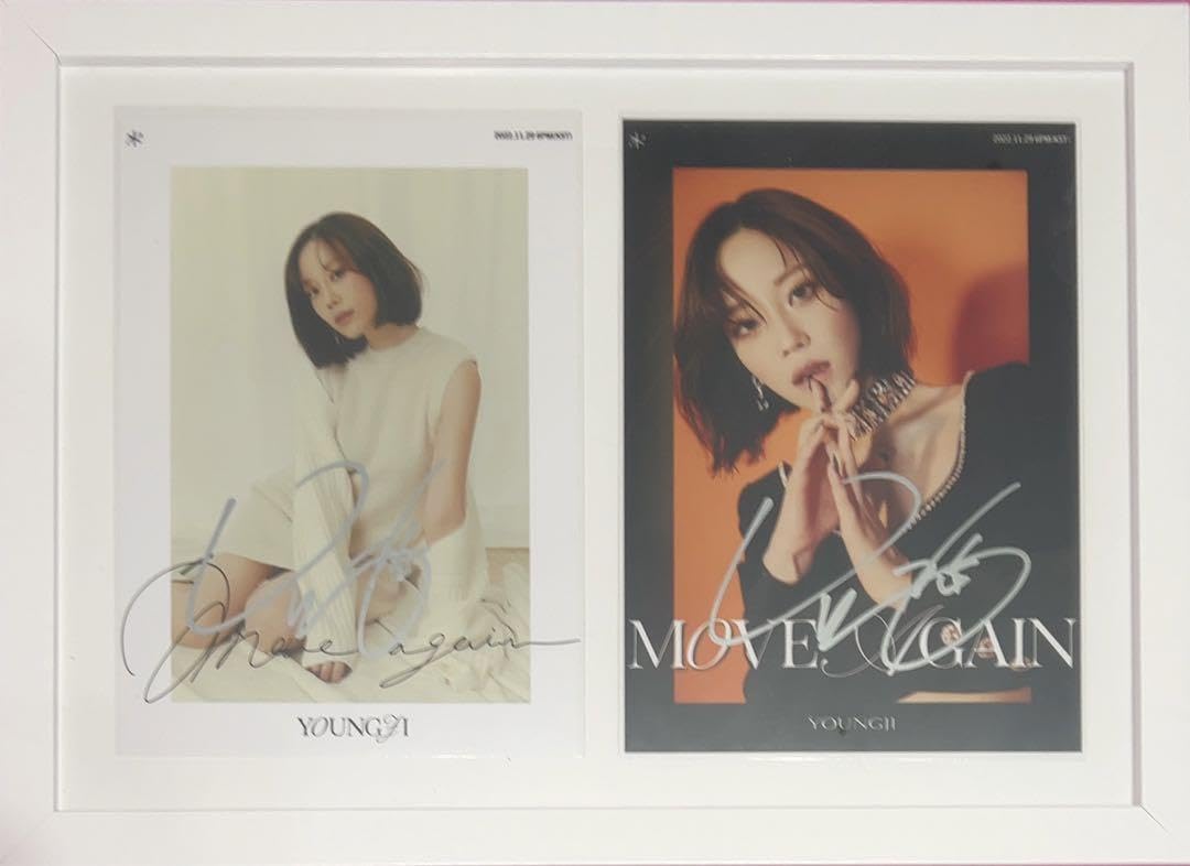 KARA　ヨンジ　直筆サイン　2枚セット Amazon.co.jp: KARA15thMoveag”ヨンジ”直筆サインA4写真額入x2枚