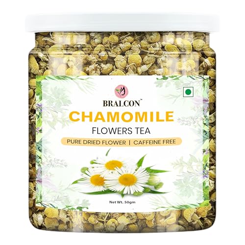 Image of BRALCON Herbal Flower Tea Combo, Chamomile, Lavender, Jasmine, Rose, Caffeine Free, Pure Dried Flowers, 50g Each, 4 Pack
