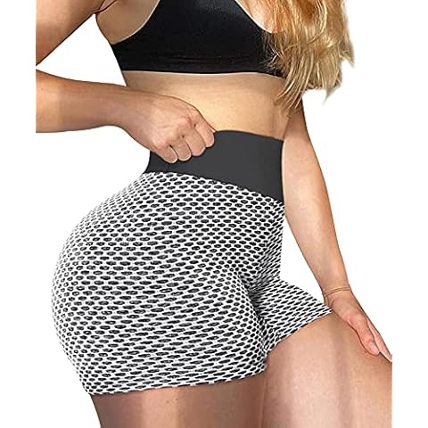 AIMILIA Women Tiktok Booty Shorts Butt Lifting High Waist Tummy Control Workout Running Gym Textured Ruched Shorts - grey - S Cover