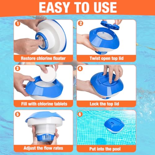 Image of HASTHIP Chlorine Dispenser 7 inch Pool Floater Adjustable Flow Collapsible