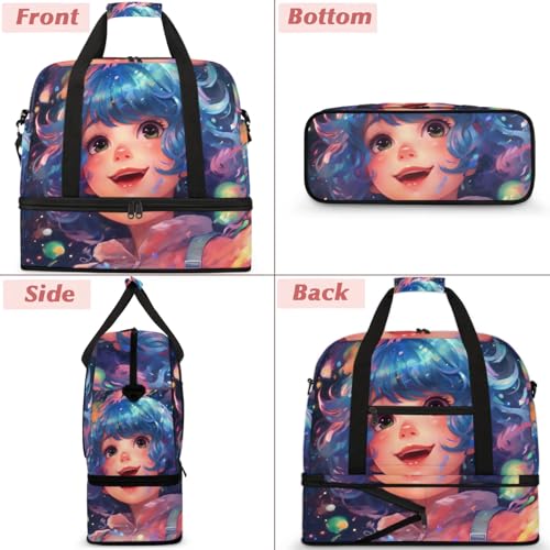 Large Weekender Overnight Bags Colorful Cute Girl Travel Duffel Bag for Women Men Gym Bag With Shoe Compartment Foldie Travel Tote Bag Carry On Personal Item Bag for Travel Gym Sports3