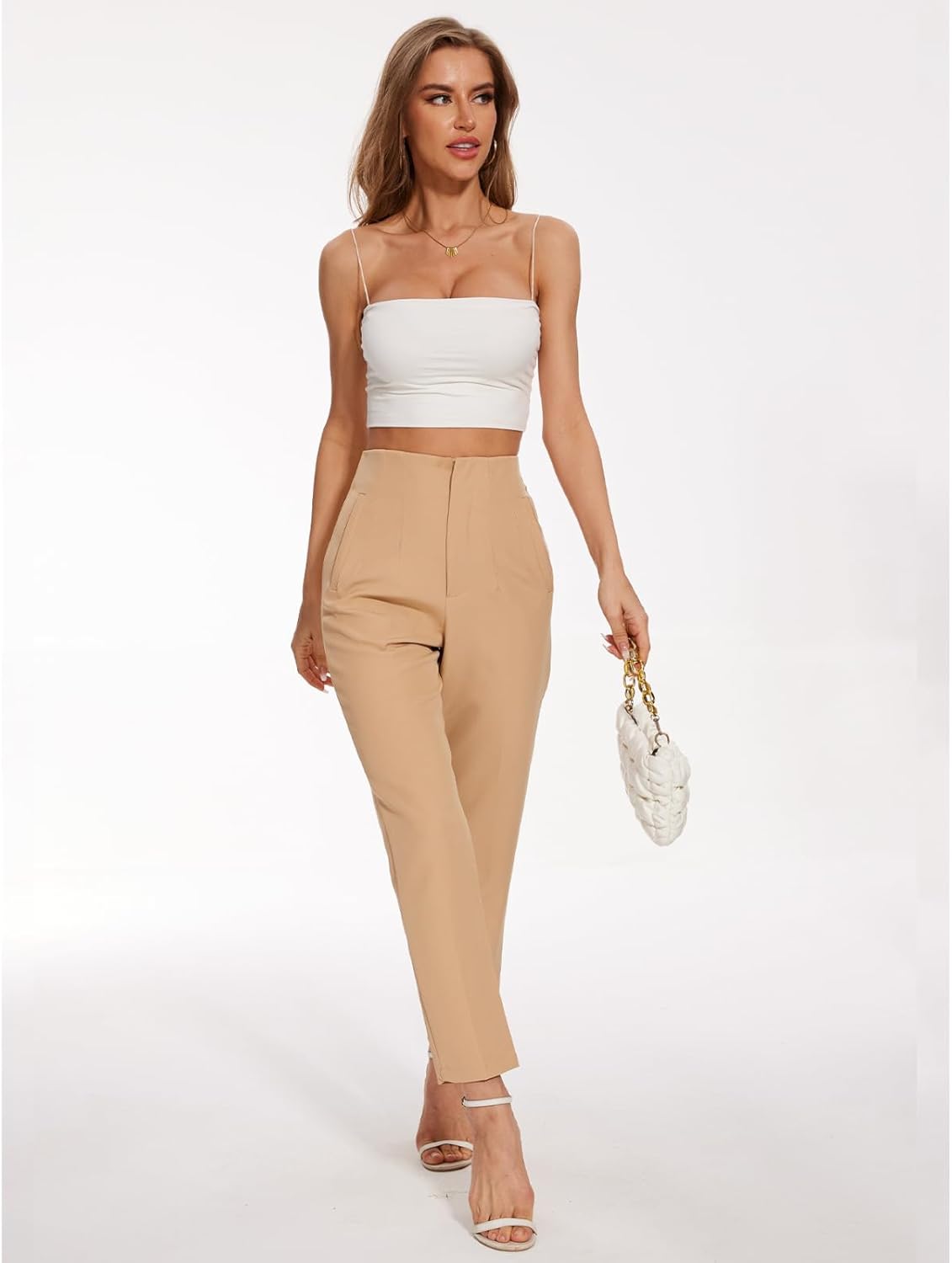 Women's High Waisted Pants - Straight Leg Dress Trousers with Pockets and Seam Design for Business Office Casual - Image 5