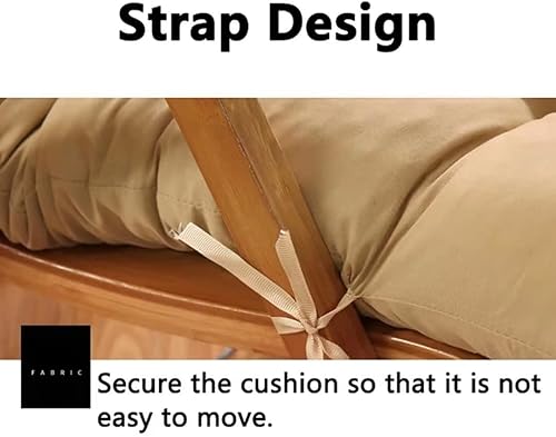 Miniatura 3 de Cojín de asiento para silla mecedora, cojín de respaldo alto suave antideslizante con lazos, cojín grueso y transpirable para uso en interiores y