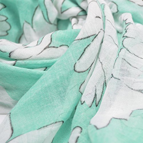 TrendsBlue Elegant Sunflower Print Floral Frayed End Scarf3